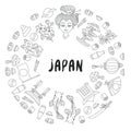 Japan doodle line icon decorative frame